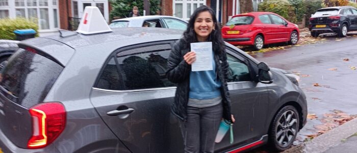 Driving Lessons Palmers Green. Sonali passed first time with Drive with Nik.